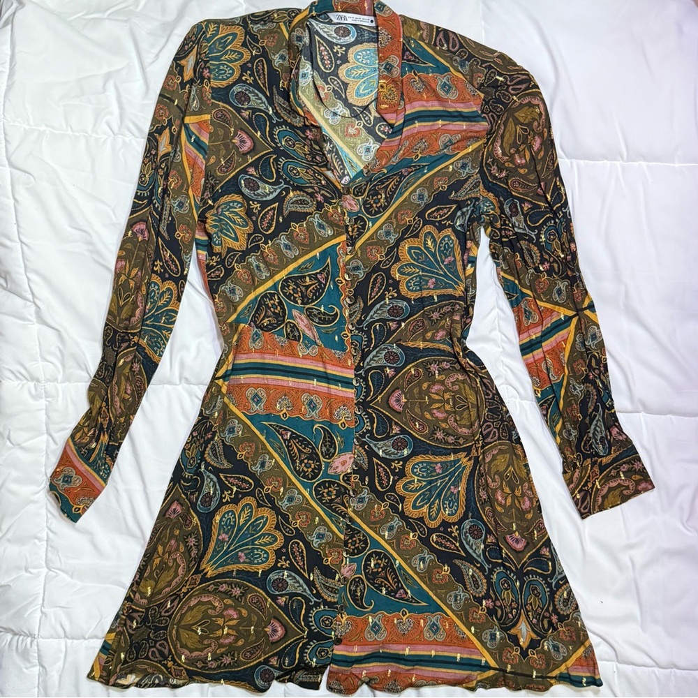 Zara Multicolor Long Sleeve Dress